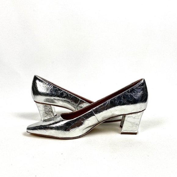 New Sarto by Franco Sarto Regal Silver Leather Pump 8.5 - Picture 4 of 13